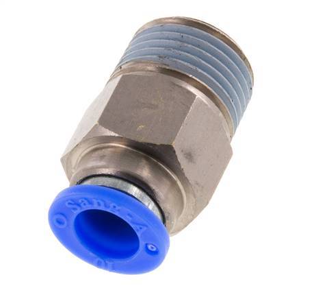 Racor rápido de 10 mm y R1/2'' macho con cierre automático de latón/PBT 0-10bar (0-145psi)