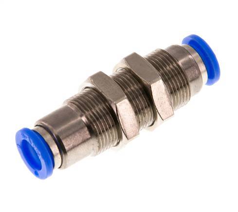 Racor rápido de 8 mm con cierre automático de latón/PBT Pasamuros 0-10bar (0-145psi)