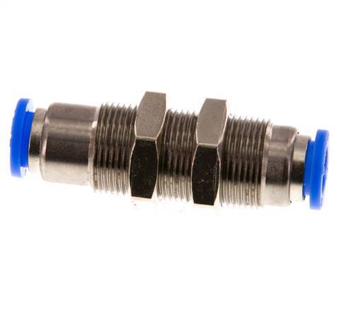 Racor rápido de 8 mm con cierre automático de latón/PBT Pasamuros 0-10bar (0-145psi)