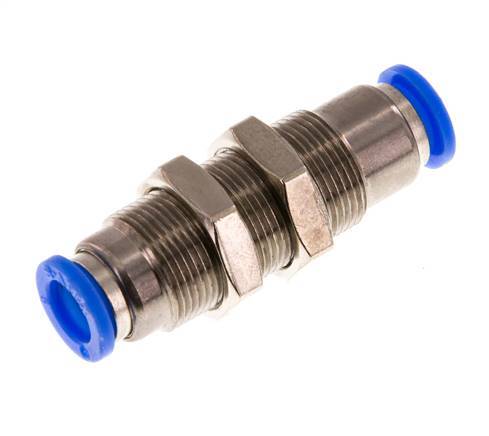 Racor rápido de 8 mm con cierre automático de latón/PBT Pasamuros 0-10bar (0-145psi)