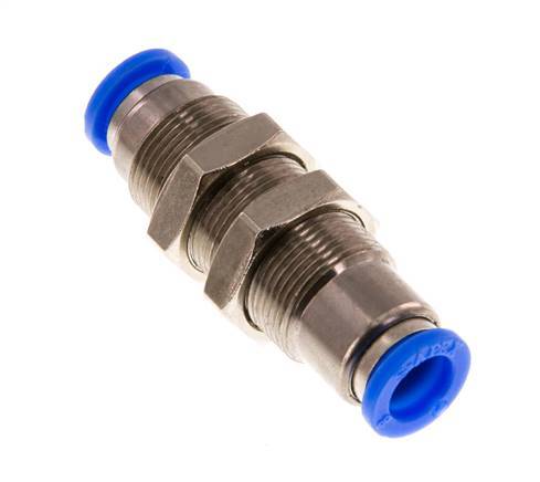 Racor rápido de 8 mm con cierre automático de latón/PBT Pasamuros 0-10bar (0-145psi)