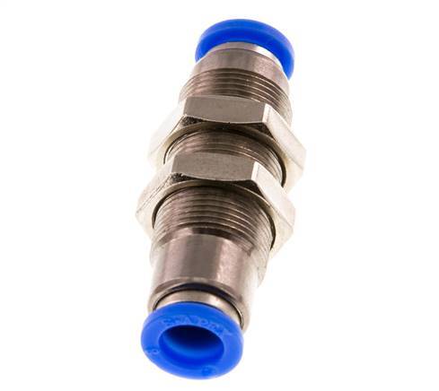 Racor rápido de 8 mm con cierre automático de latón/PBT Pasamuros 0-10bar (0-145psi)