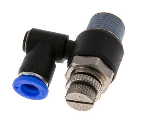 Silenciador de control de flujo Meter-Out Giratorio 8 mm - R3/8'' Latón/PA 66
