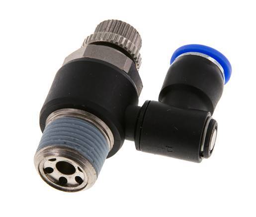 Silenciador de control de flujo Meter-Out Giratorio 8 mm - R3/8'' Latón/PA 66