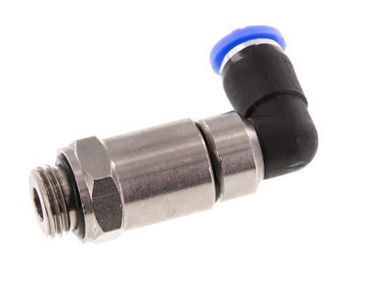 Codo de 6 mm y G1/4'' Junta giratoria rápida Rosca macho Niquelada Latón/PBT NBR Giratorio