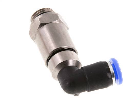 Codo de 6 mm y G1/4'' Junta giratoria rápida Rosca macho Niquelada Latón/PBT NBR Giratorio