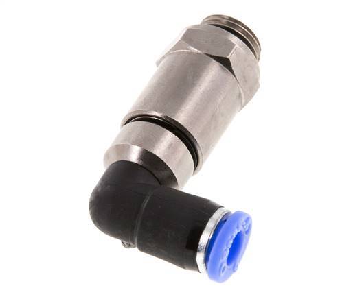 Codo de 6 mm y G1/4'' Junta giratoria rápida Rosca macho Niquelada Latón/PBT NBR Giratorio
