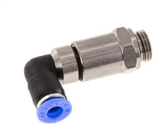 Codo de 6 mm y G1/4'' Junta giratoria rápida Rosca macho Niquelada Latón/PBT NBR Giratorio