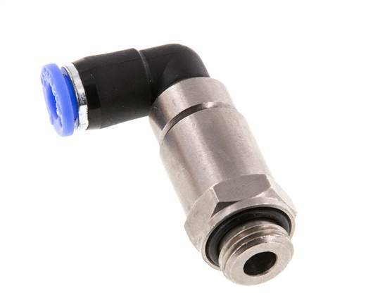 Codo de 6 mm y G1/4'' Junta giratoria rápida Rosca macho Niquelada Latón/PBT NBR Giratorio