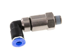 Codo de 6 mm y R1/8'' Junta giratoria rápida Rosca macho Niquelada Latón/PBT NBR Giratorio