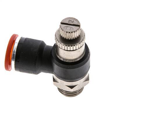 Silenciador de control de flujo Codo de entrada del medidor 10 mm - G1/4'' Latón/PA 66