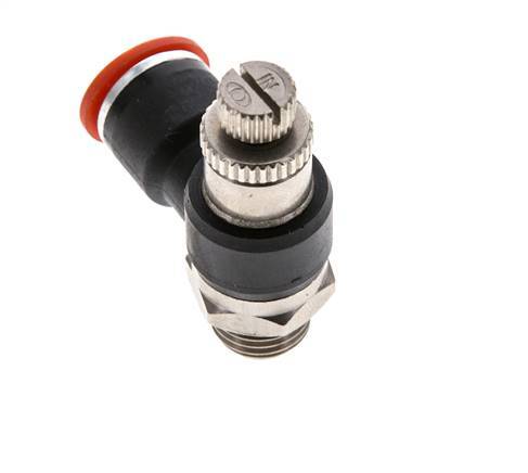 Silenciador de control de flujo Codo de entrada del medidor 10 mm - G1/4'' Latón/PA 66
