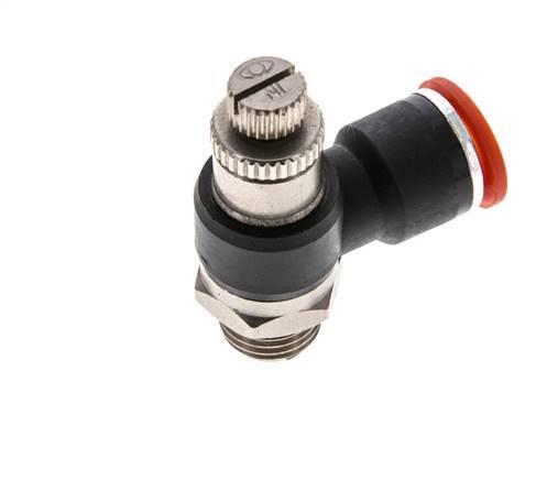 Silenciador de control de flujo Codo de entrada del medidor 10 mm - G1/4'' Latón/PA 66