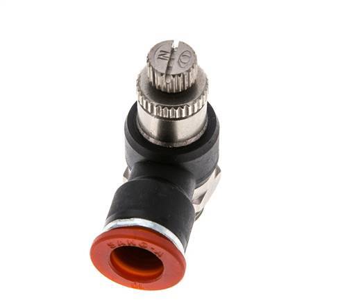Silenciador de control de flujo Codo de entrada del medidor 10 mm - G1/4'' Latón/PA 66