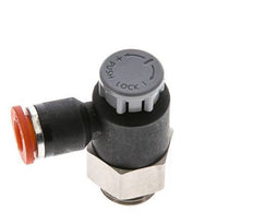 Válvula de control de flujo Codo de entrada de medidor 6 mm - G1/4'' Latón/PA 66 Tuerca de seguridad
