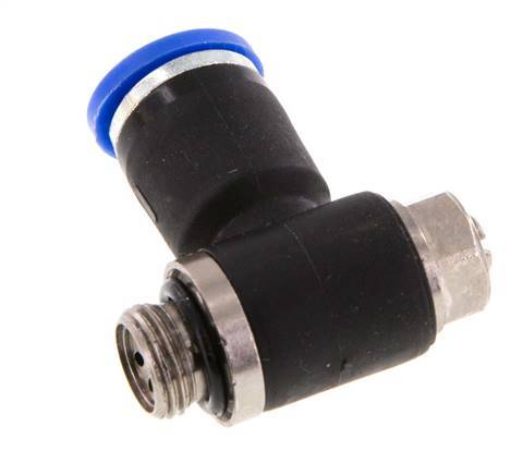 Codo de salida del silenciador de control de flujo 8 mm - G1/8'' Latón/PA 66 Tornillo ranurado