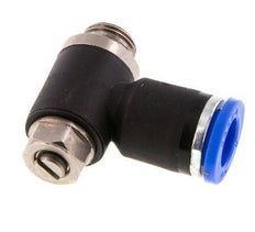 Codo de salida del silenciador de control de flujo 8 mm - G1/8'' Latón/PA 66 Tornillo ranurado