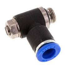 Codo de salida del silenciador de control de flujo 8 mm - G1/8'' Latón/PA 66 Tornillo ranurado