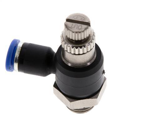 Silenciador de control de flujo Codo de salida del medidor 4 mm - G1/8'' Latón/PA 66