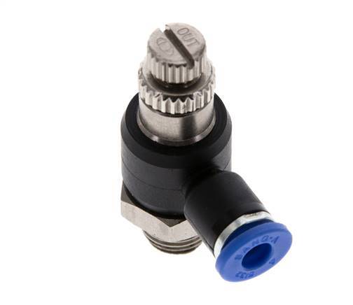 Silenciador de control de flujo Codo de salida del medidor 4 mm - G1/8'' Latón/PA 66