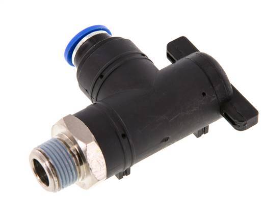 Válvula de bola de codo de 2 vías 10 mm - R3/8'' Plástico/Latón