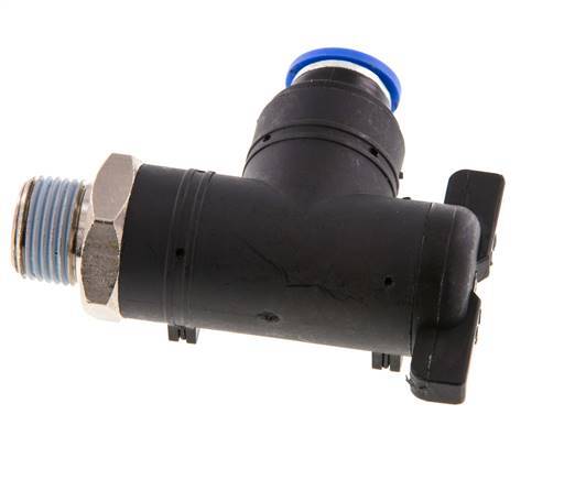 Válvula de bola de codo de 2 vías 10 mm - R3/8'' Plástico/Latón