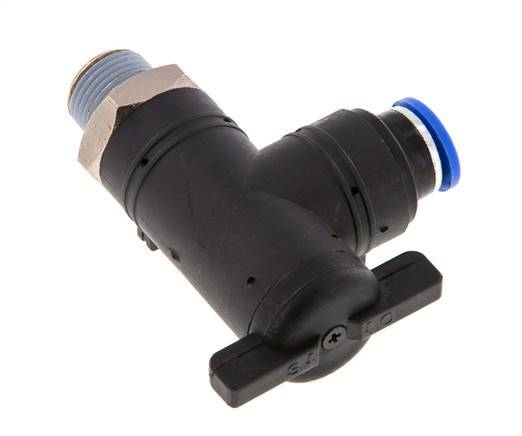 Válvula de bola de codo de 2 vías 10 mm - R3/8'' Plástico/Latón