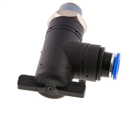 Válvula de bola de codo de 2 vías 10 mm - R3/8'' Plástico/Latón