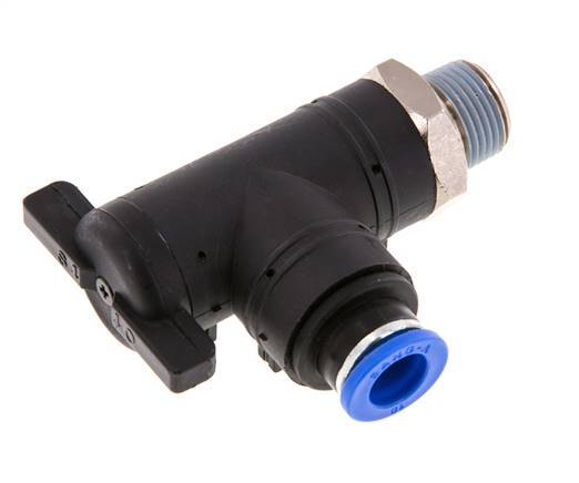 Válvula de bola de codo de 2 vías 10 mm - R3/8'' Plástico/Latón