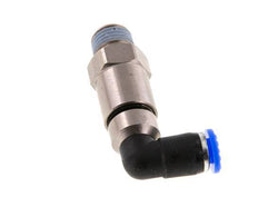 Codo de 6 mm y R1/4'' Junta giratoria rápida Rosca macho Niquelada Latón/PBT NBR Giratorio
