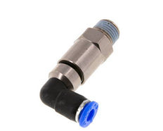 Codo de 6 mm y R1/4'' Junta giratoria rápida Rosca macho Niquelada Latón/PBT NBR Giratorio