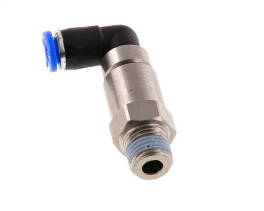 Codo de 6 mm y R1/4'' Junta giratoria rápida Rosca macho Niquelada Latón/PBT NBR Giratorio