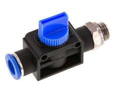Válvula manual de cierre de 3/2 vías 10 mm - G1/4'' Plástico/Latón Ventilación por el lado de la rosca