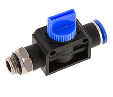 Válvula manual de cierre de 3/2 vías 10 mm - G1/4'' Plástico/Latón Ventilación por el lado de la rosca