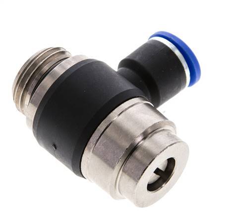 Codo de salida del silenciador de control de flujo 10 mm - G1/2'' Latón/PA 66 Tornillo ranurado