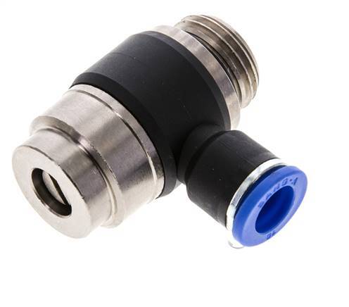 Codo de salida del silenciador de control de flujo 10 mm - G1/2'' Latón/PA 66 Tornillo ranurado