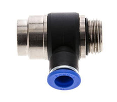 Codo de salida del silenciador de control de flujo 10 mm - G1/2'' Latón/PA 66 Tornillo ranurado