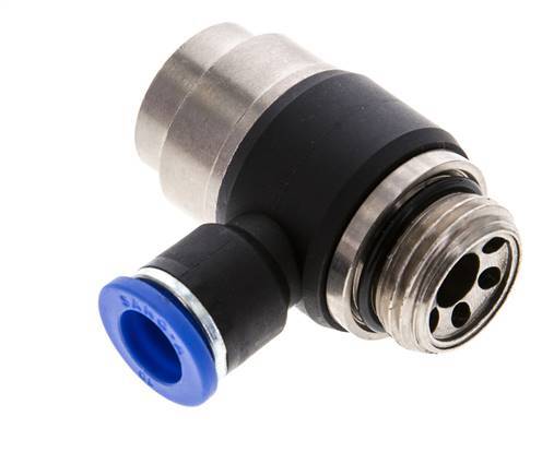 Codo de salida del silenciador de control de flujo 10 mm - G1/2'' Latón/PA 66 Tornillo ranurado