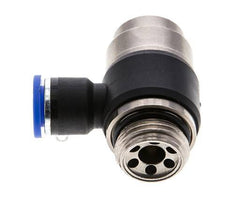 Codo de salida del silenciador de control de flujo 10 mm - G1/2'' Latón/PA 66 Tornillo ranurado