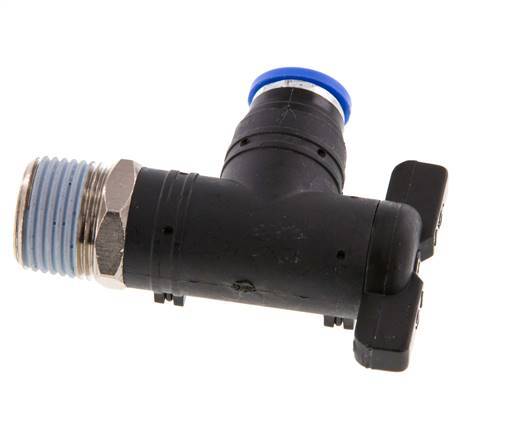 Válvula de bola de codo de 2 vías 8 mm - R3/8'' Plástico/Latón