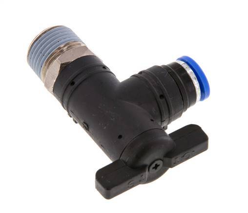 Válvula de bola de codo de 2 vías 8 mm - R3/8'' Plástico/Latón