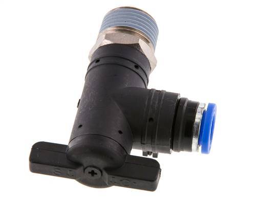 Válvula de bola de codo de 2 vías 8 mm - R3/8'' Plástico/Latón