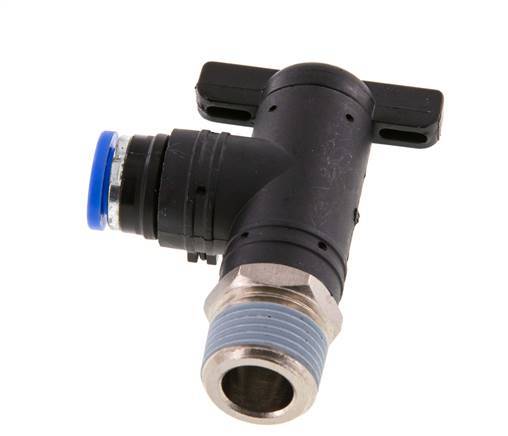 Válvula de bola de codo de 2 vías 8 mm - R3/8'' Plástico/Latón
