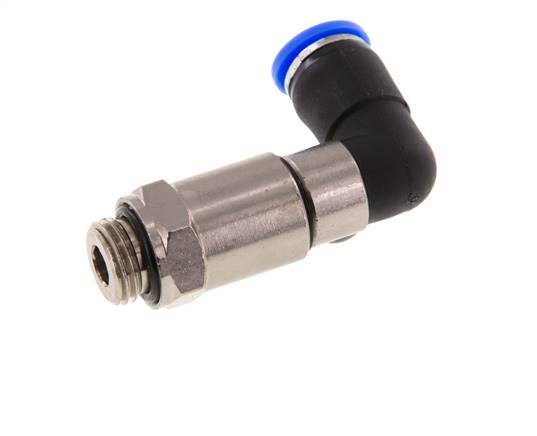 Codo de 8 mm y G1/4'' Junta giratoria rápida Rosca macho Niquelada Latón/PBT NBR Giratorio