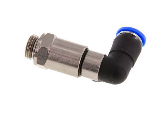 Codo de 8 mm y G1/4'' Junta giratoria rápida Rosca macho Niquelada Latón/PBT NBR Giratorio