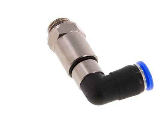 Codo de 8 mm y G1/4'' Junta giratoria rápida Rosca macho Niquelada Latón/PBT NBR Giratorio