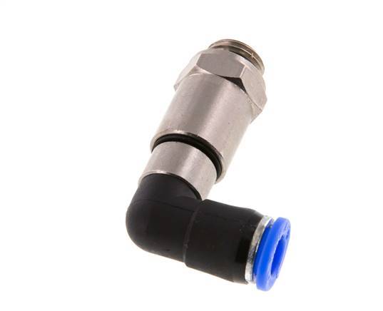 Codo de 8 mm y G1/4'' Junta giratoria rápida Rosca macho Niquelada Latón/PBT NBR Giratorio
