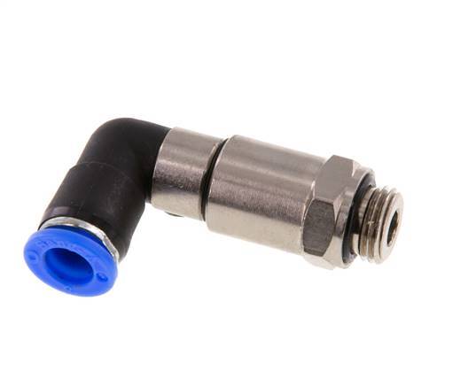 Codo de 8 mm y G1/4'' Junta giratoria rápida Rosca macho Niquelada Latón/PBT NBR Giratorio