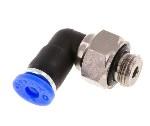 Codo de 4mm y G1/8'' Junta giratoria con rosca macho latón niquelado/PBT NBR giratorio