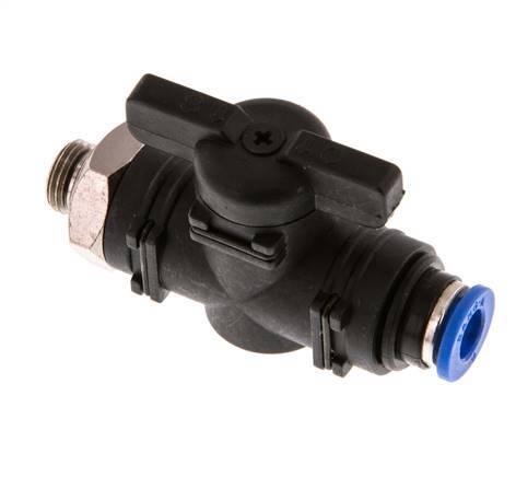 Válvula de bola recta de 2 vías 6 mm - G1/8'' Plástico/Latón